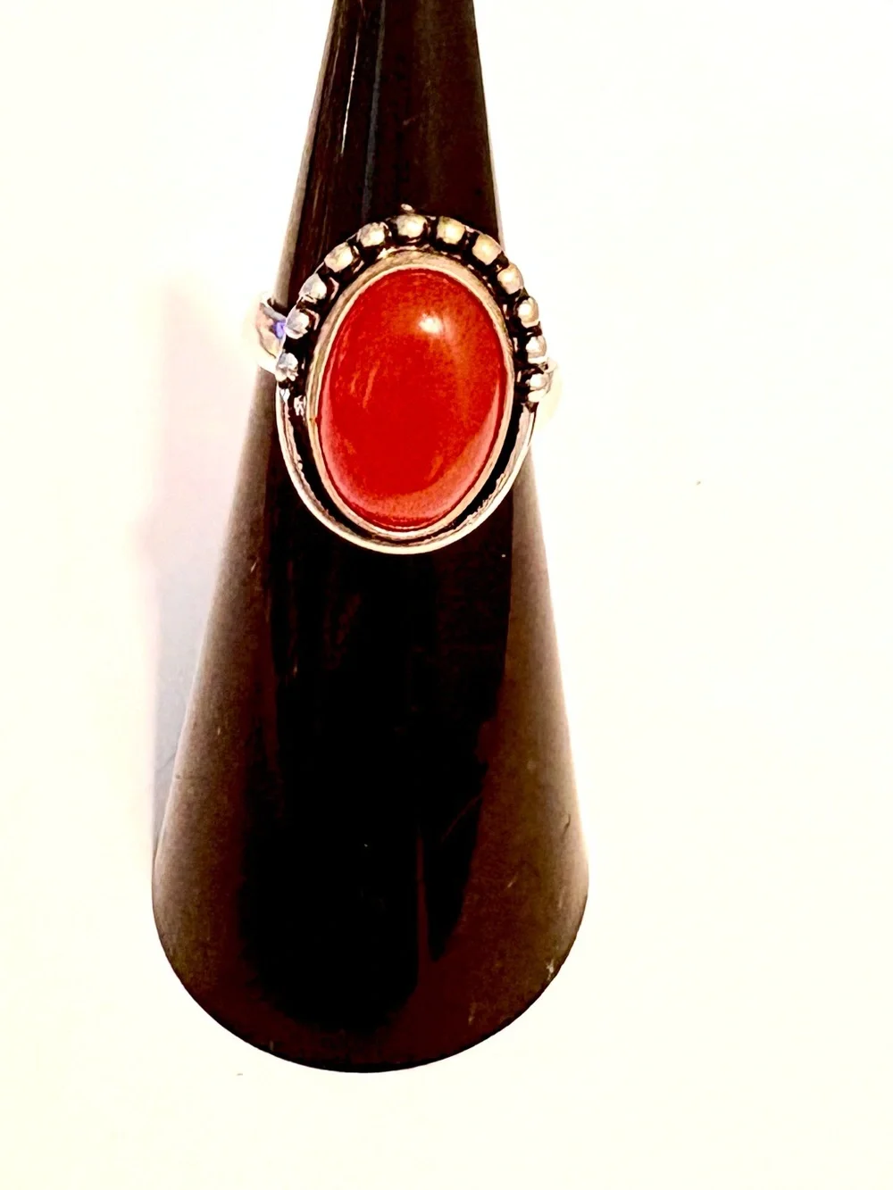Beautiful, Petite, 925 marked, Carnelian ring size 5.